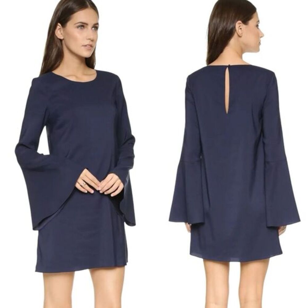 NWT Likely Perry Long Sleeve Mini Shift Dress Size‎ 2 Navy Blue Party Revolve